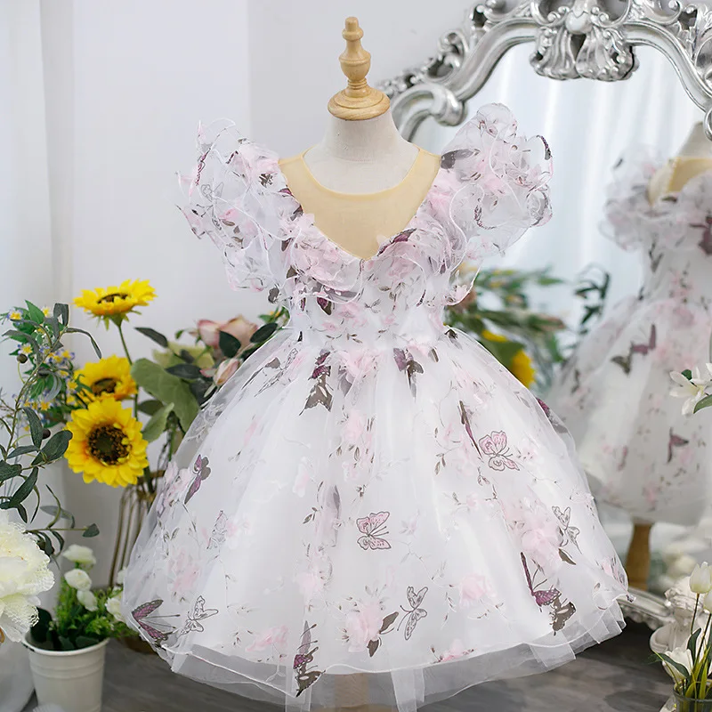 Girls' Dress Cross-border Dress Little Girl Fairy Puffy Princess Dress Children's Host Piano Performance Dress