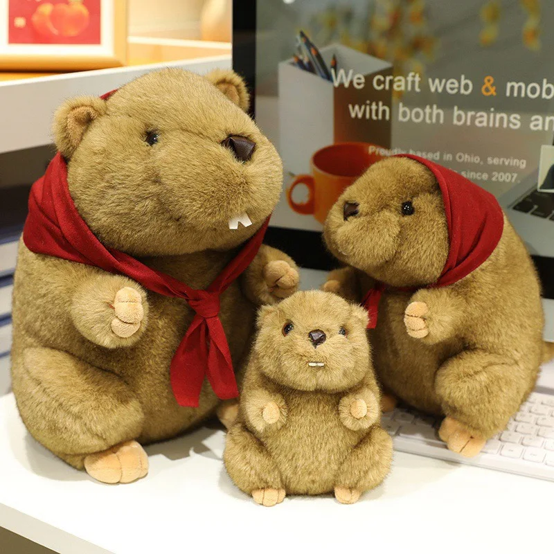 Juguetes de peluche de marmota realistas Kawaii, muñeco de peluche de marmota de simulación, llavero con colgante de marmota, regalo de cumpleaños para niños