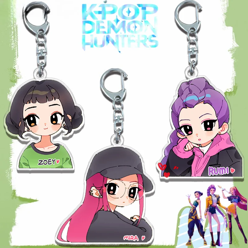 لطيف KPop شيطان الصيادين زوي ميرا رومي للجنسين جديد الحلو الإبداعية أنيمي الكرتون نمط المألوف المحمولة سلسلة مفاتيح مصنوعة من الأكريليك