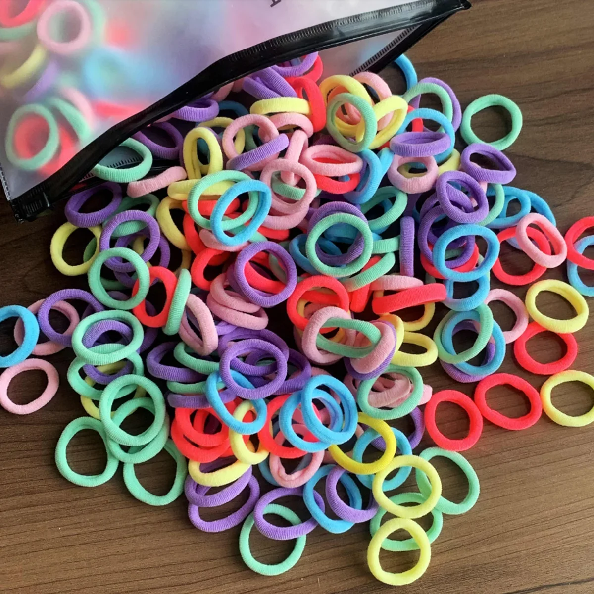 50/100 Stück Haarbänder für Kinder, buntes Nylon, Scrunchie, Haargummis, Gummiband, Kinder, elastisches Haar, Meilen-Zubehör