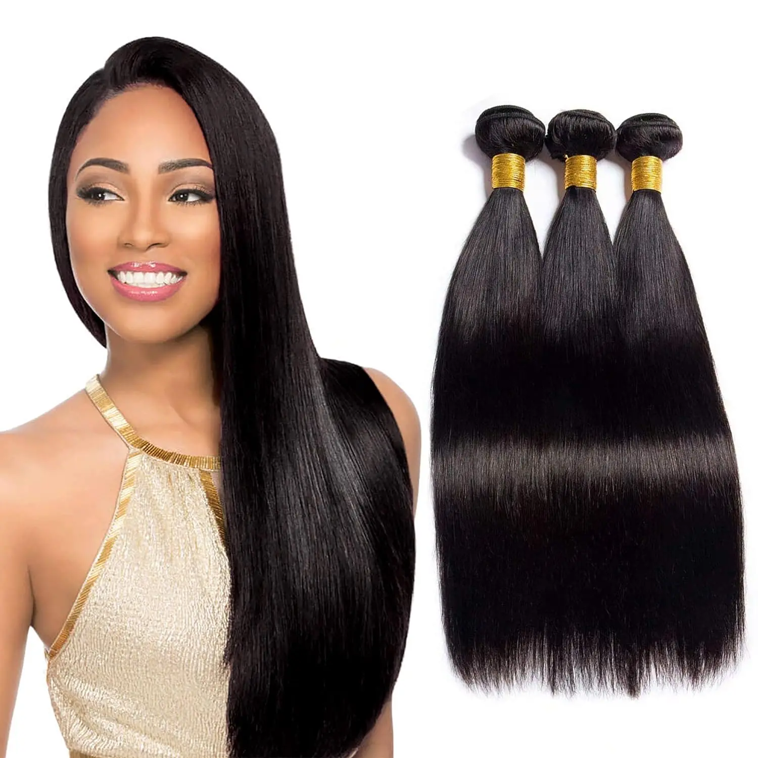 Brazilian Straight Hair Bundles 3 Pcs 100% Unprocessed Human Hair Straight Bundles Human Hair Extensions For Black Women