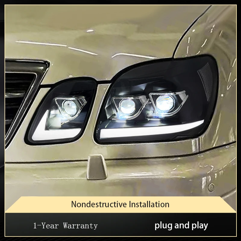 A Pair of Car Stuff Modified For LX470 Lexus 1998-2007 Front Light DRL 2 PCS Head Lamp Full LED Plug And Play Tool Accessories
