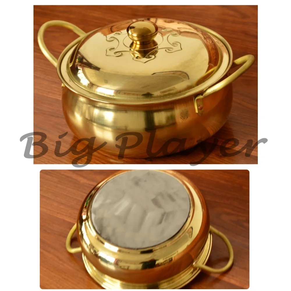 Commercial hot pot stew hot pot flat bottom binaural induction cooker pure copper pot gas model