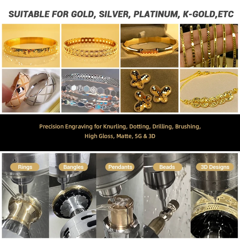 High Recovery 99.9% Desktop 5 Axis Mini CNC Jewelry Engraving Machine for Gold Ring Bracelet Making