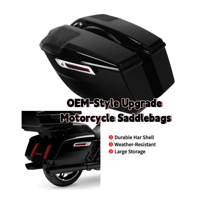 Motorcycle Hard Saddlebag Vivid Black Saddle Bags For Harley Touring CVO Street Glide Road Glide ST FLTRXSE FLHXSE 2023-2025