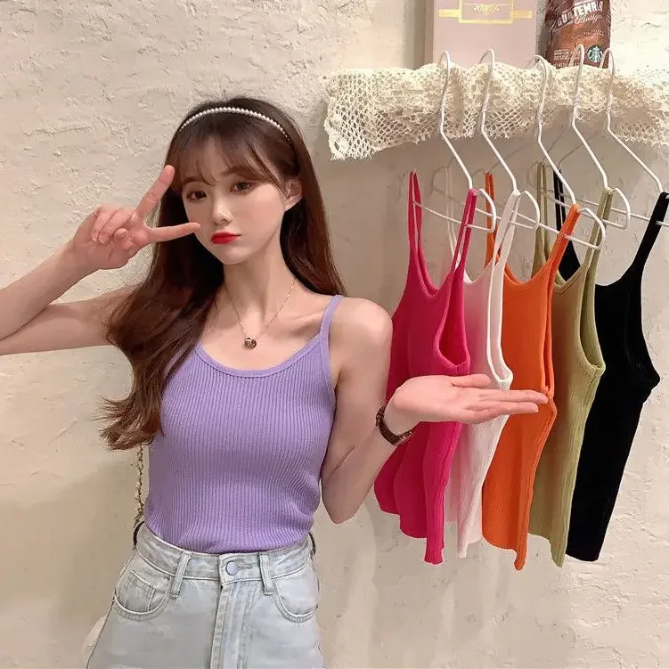 ZHUANQING Women Y2k Sleeveless Fashion Tank Elegant Preppy Style Summer Purple Chic Clothing Girl Lady Sexy Female All Match Top