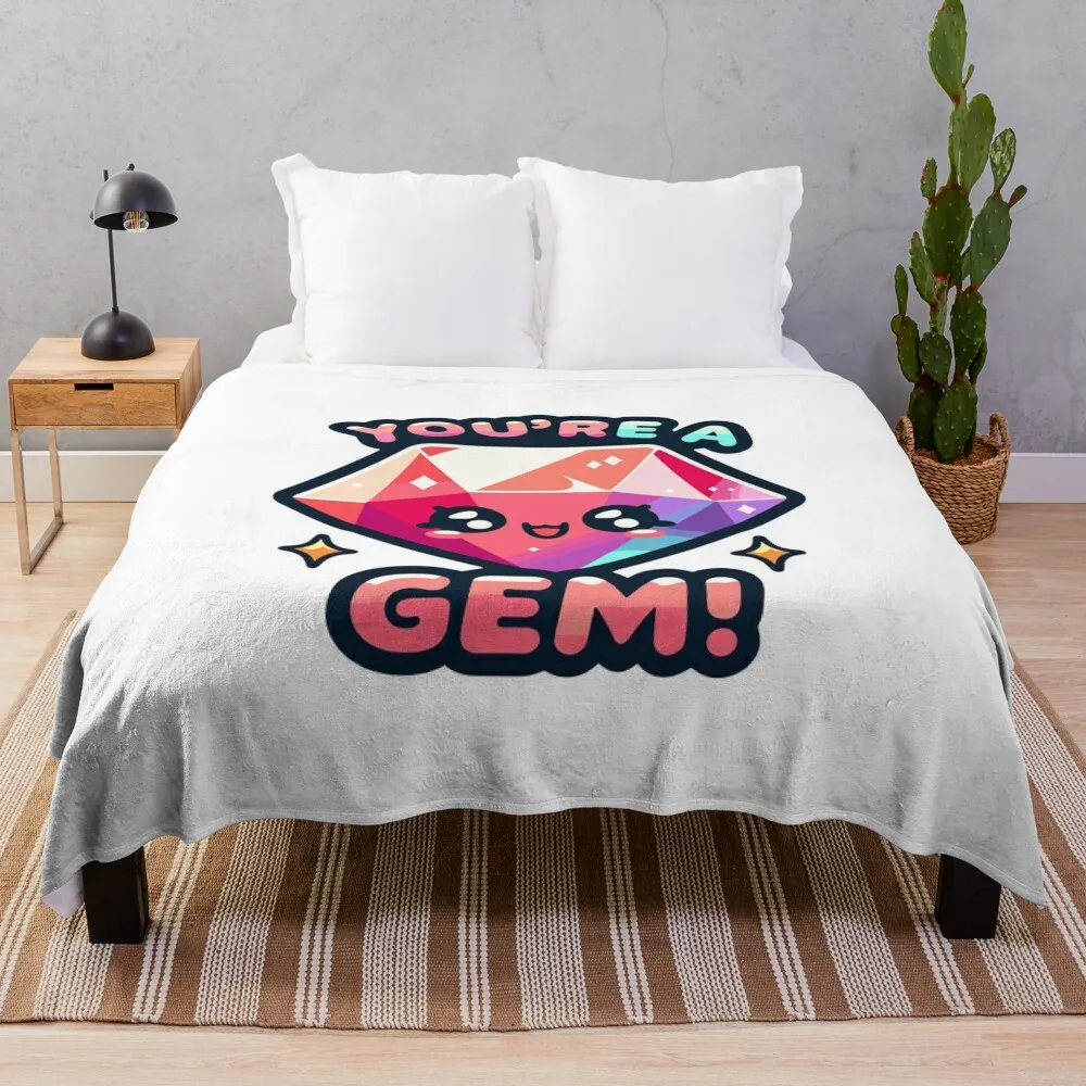 

Kawaii Diamond with text You're a Gem Throw Blanket cosplay anime Retros blankets and throws Luxury St Blankets