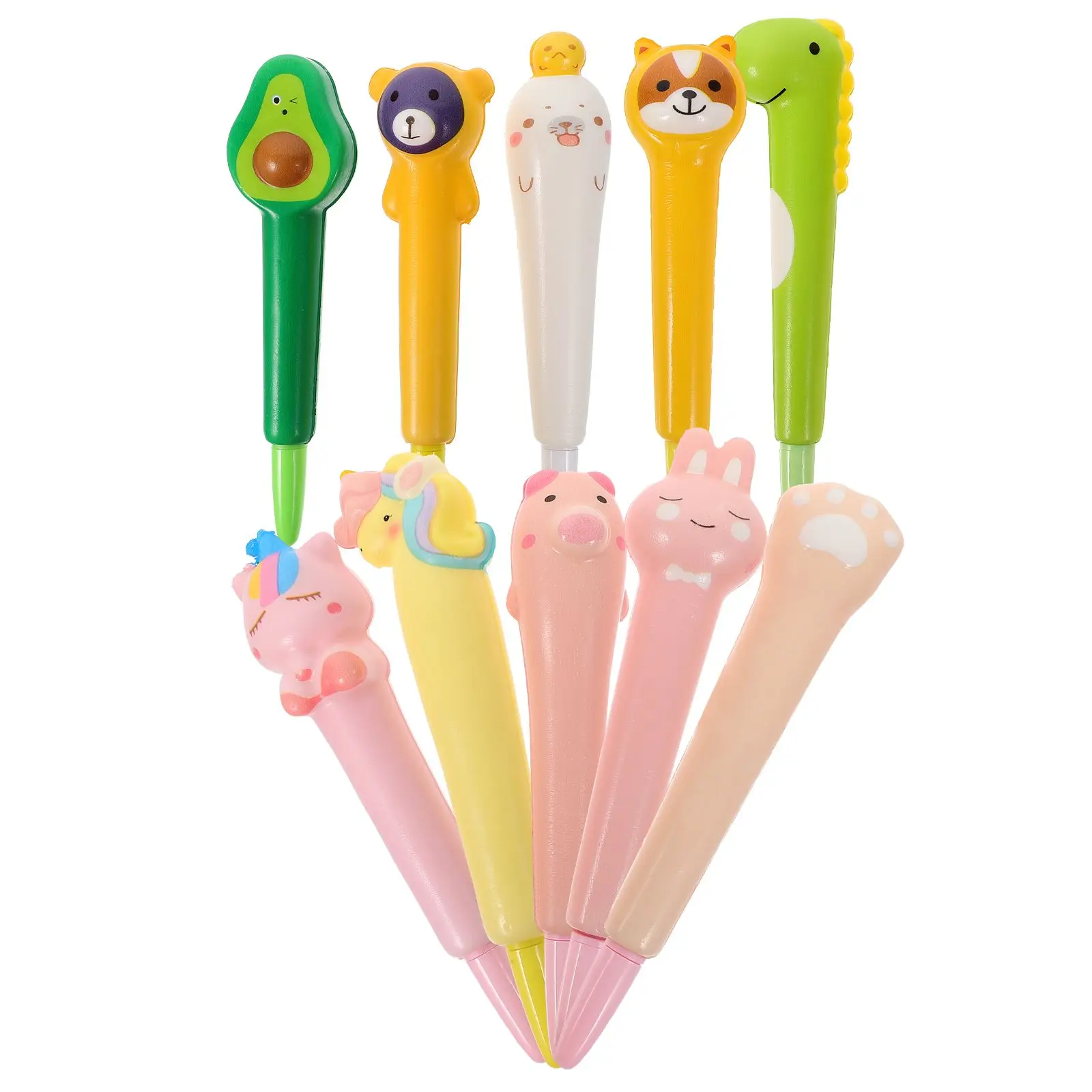 10 Pcs Cartoon Decompression Pen Writing Pens Students Awards Gel Toy Fun for Preschoolers Adorable Black