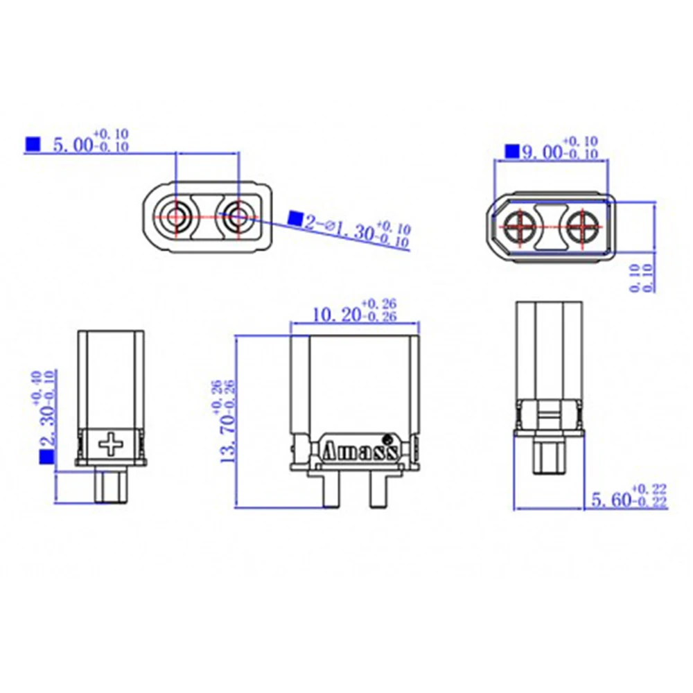 

5Pair XT30U-M/F Male Female Bullet Connector DC500V 30A Charging Plug for RC Multi Axis Aircraft Fixed Wing Lipo Battery ESC