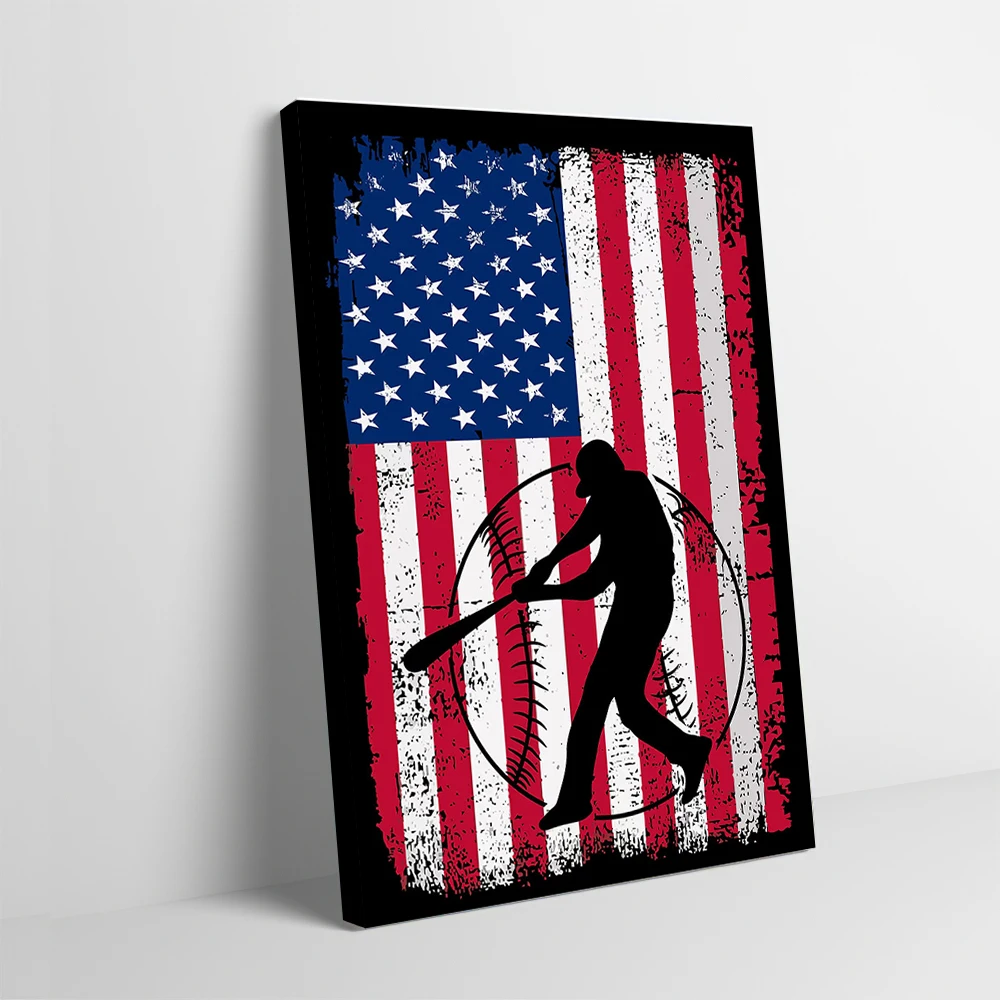 Basseball USA Flag Printing Poster Pictures Wall Art Canvas Painting for Decoration Home Decorations Room Decorating Interior