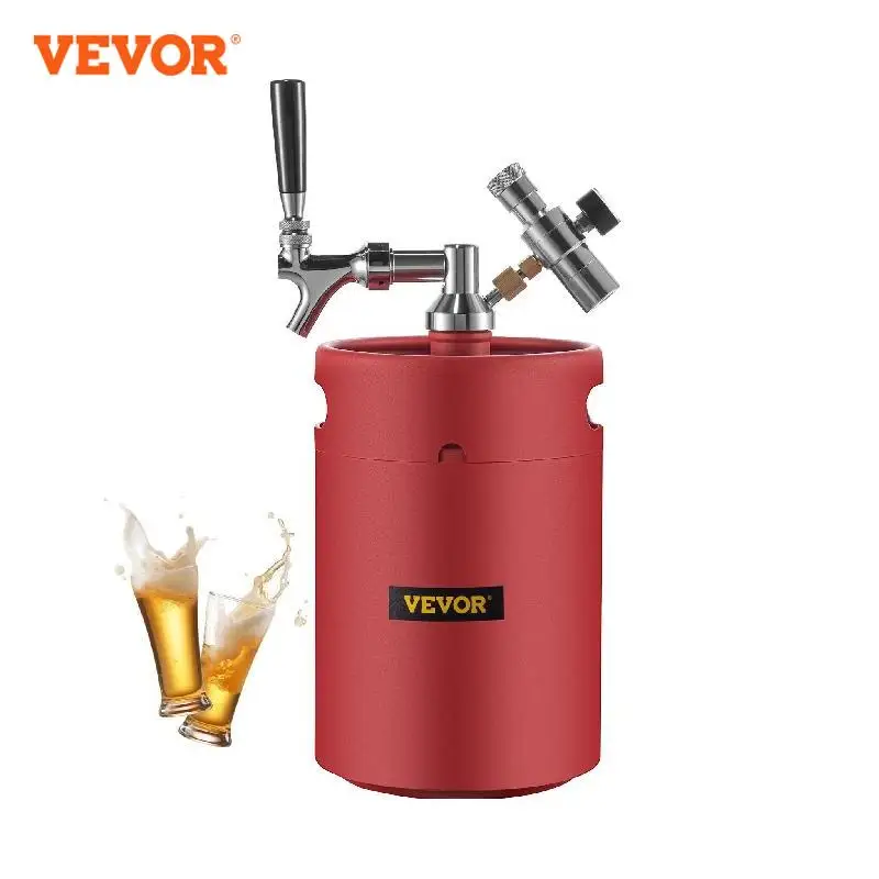 VEVOR Pressurized Keg System 3.6/4/5/8L Mini Growler Stainless Steel Adjustable Faucet Regulator Portable Draft Beer Dispenser