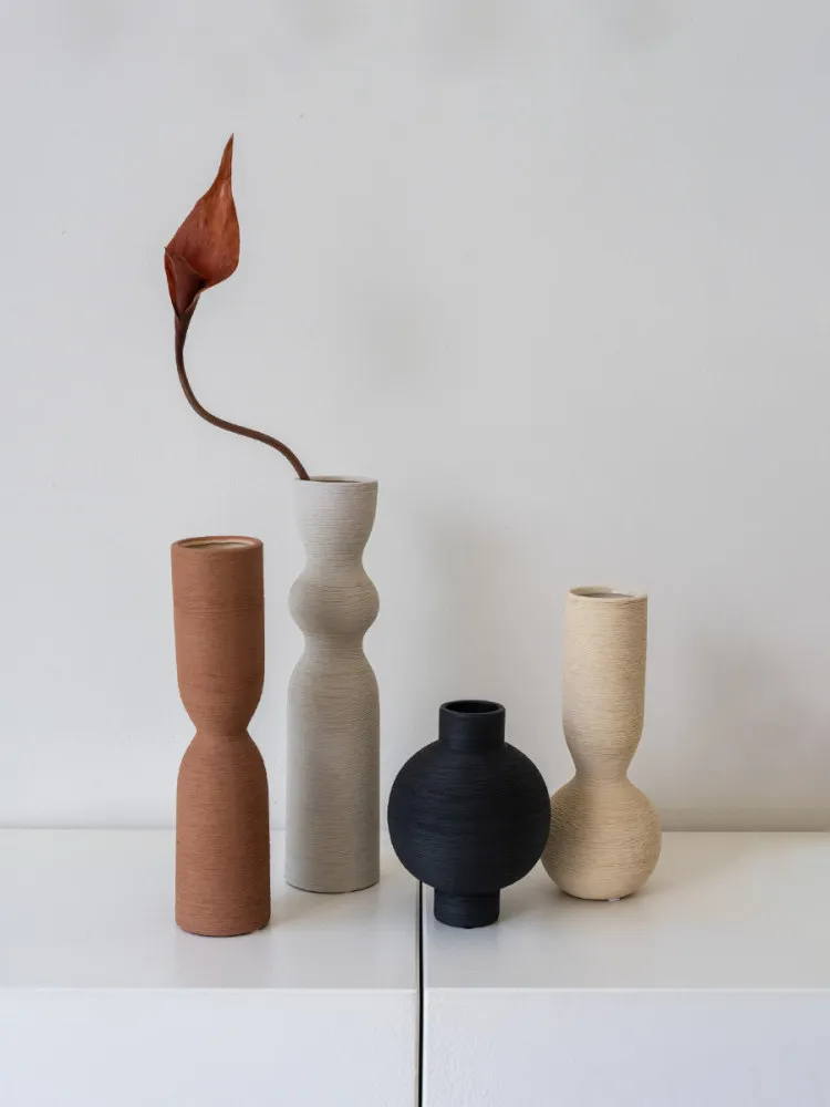 Ornament Brushed Pattern, Modern Flower Ware, Home Furnishing, Dining Side Cabinet, Niche High-end Sense Vase Desktop Ornament