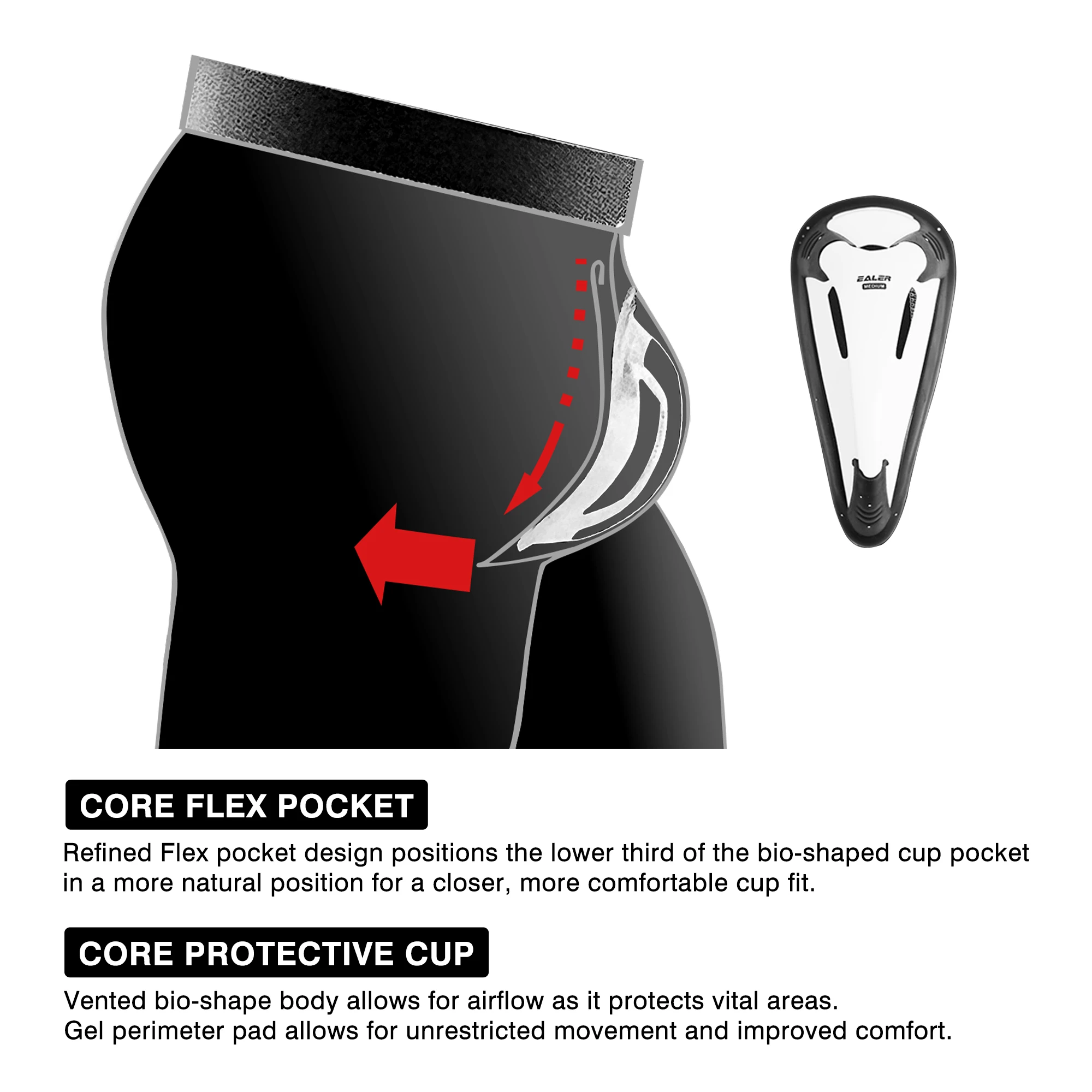 EALER BCP300 Core Compression Shorts Jock Pants with Athletic Cup for Baseball, Hockey, Softball