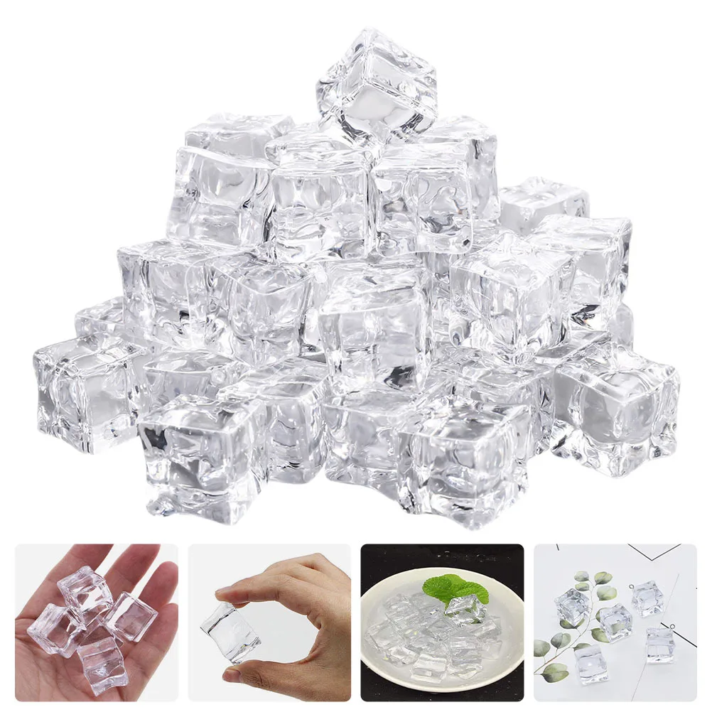 

40Pcs Acrylic Simulation Fake Ice Cubes Clear Crushed Rocks Photography Decor Props Fake Ice Cubes Photography Props
