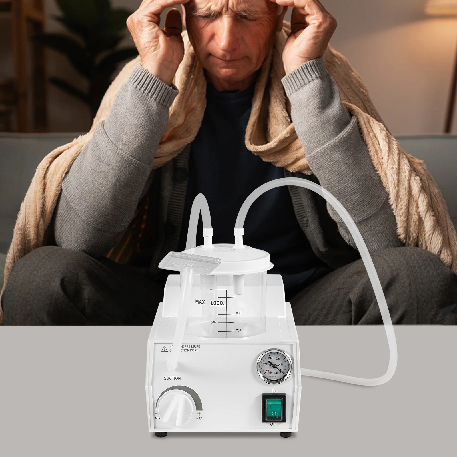 Bomba de succión, bomba de succión de esputo transparente de mano, bomba de succión Manual portátil con tubo desechable, succión profesional