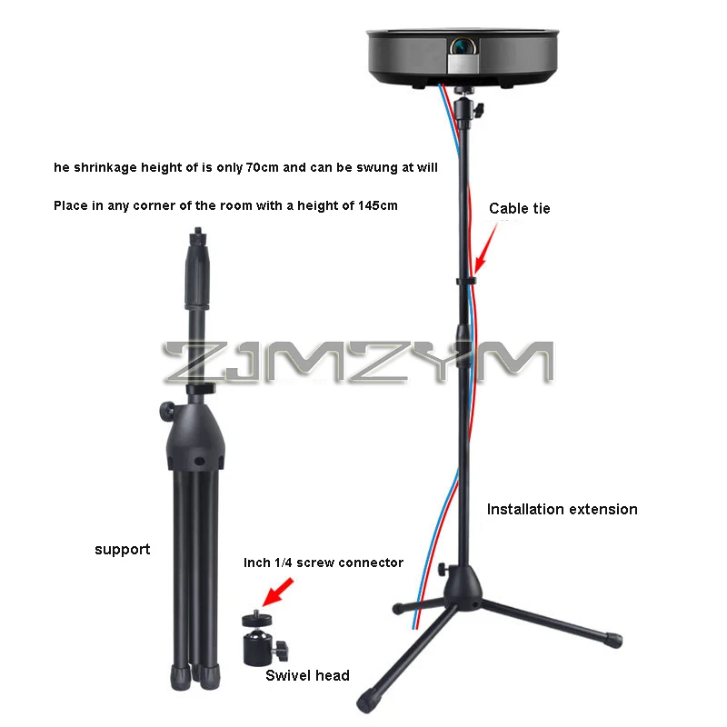 Supporto per treppiede per proiettore treppiede regolabile 83-145cm di altezza supporto da scrivania da pavimento per Studio