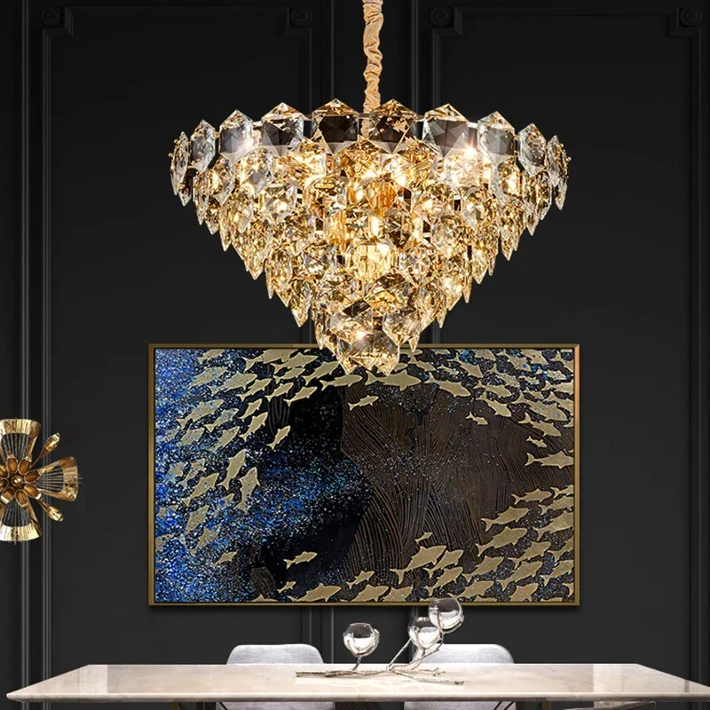 Modern Shiny Crystal E14 Led Chandelier Lighting Living Dining Room Pendant Light Home Decor Bedroom Gold Hanging Lamp Luminaire