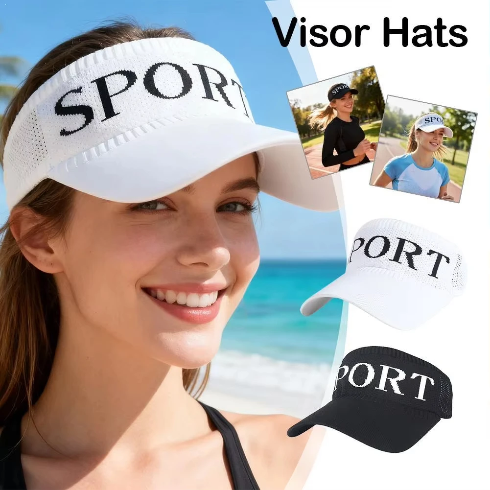 New Polyester Sun Visors Adjustable 8 Colors Knitted Golf Cap Sun Protection Sports Sun Hats Unisex