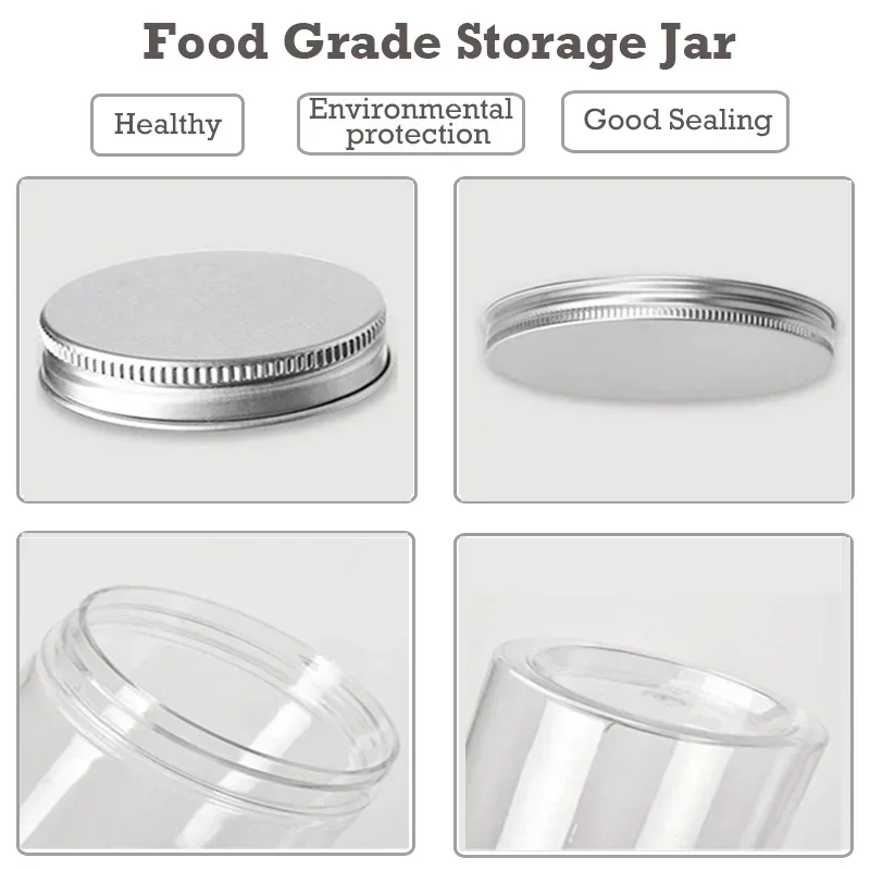 10Pcs 250ml Clear Wide-mouth Plastic Jar with Lids Empty Sample Pot For Cosmetic Face Cream Storage Candy Cookies Packaging Jars