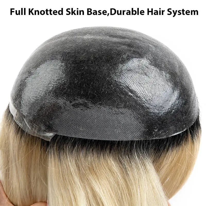 Toupee for Men 0.08mm Double Knotted Men's Capillary Prothesis Durable Male Hair Prosthesis Ombre Human Hair Replacement Systems