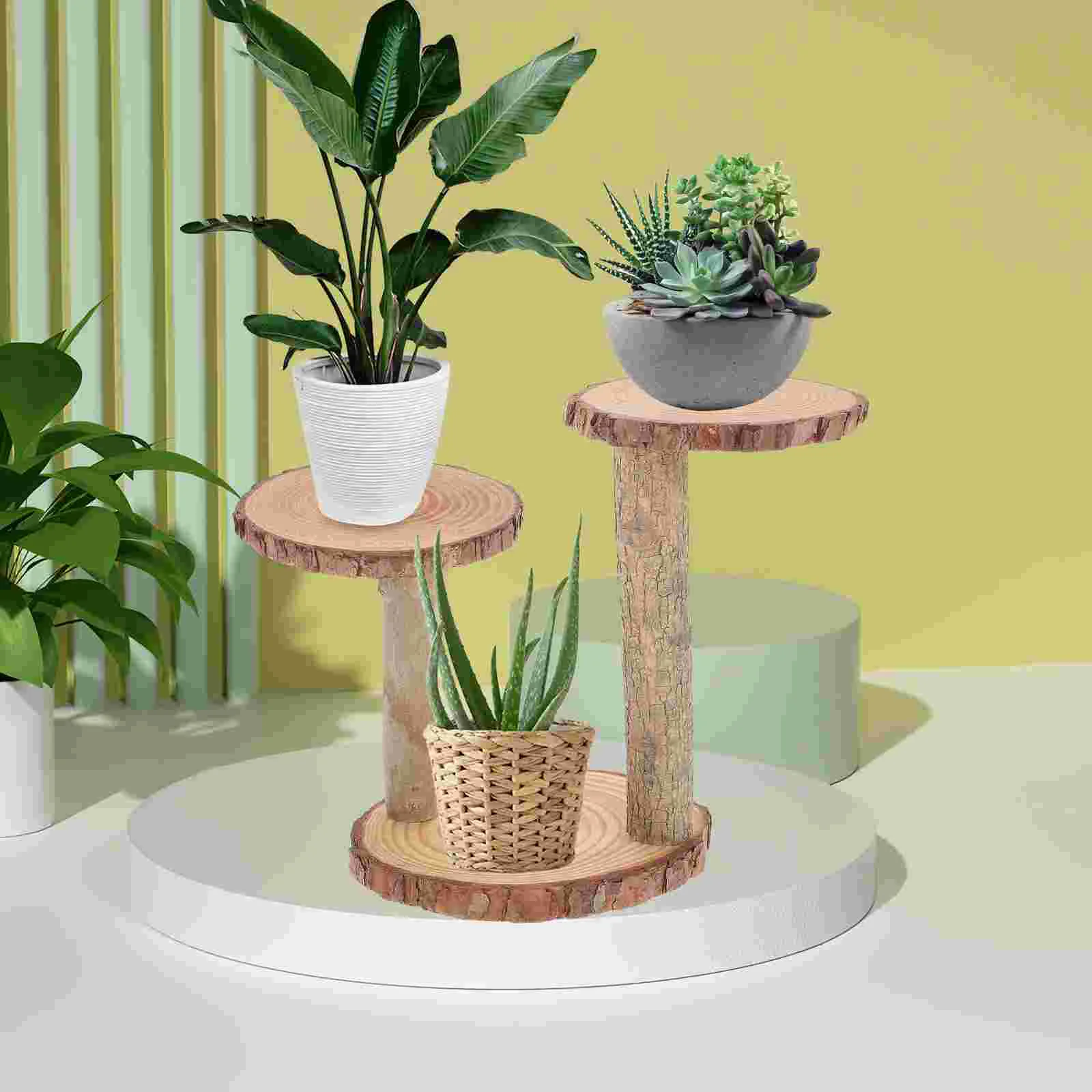 

Solid Wood Flower Stand Outdoor Plant Potted Base Flowerpot Holder Environmentally Friendly Wooden Planter Display Decorative