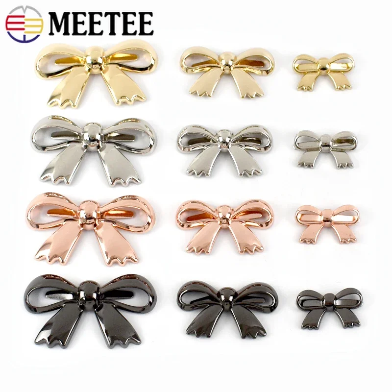 5/10/20Pcs 30/45/60mm Bowknot Metal Buckle Handbag Shoes Decoration Button Labels Bow Pin Clip Clasp Craft Hardware Accessories