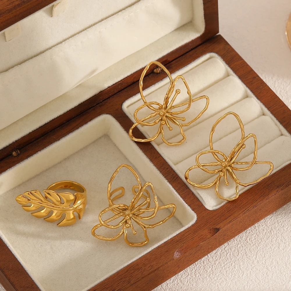 

TD Stainless Steel Lines butterfly shape Stud Earrings Set For Women Summer Vacation 18K Gold Plated Fashion Jewelry