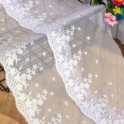 Cotton Net Lace Trim, Embroidered Fabric, Trimming Lace Accessories, White and Beige, 2Yards per Lot, 15cm Wide