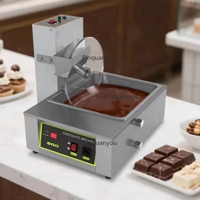Small Continuous Working Chocolate Melting Tempering Machine 8 KG 12 KG Capacity Smooth Chocolate Syrup Making Equipment