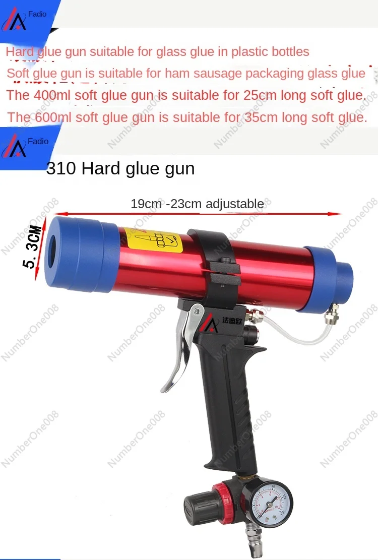 310ml Hard Glue 400/600ml Soft Glue with Meter Adjustable Speed Pneumatic Glass Cement Gun Gluing Gun Silicone Gun