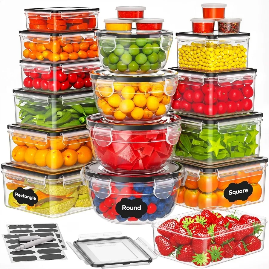 

42 PCS Food Storage Containers with Lids 21 Containers 21 Lids Reusable Plastic Food Containers for Kitchen Storage and Organiz
