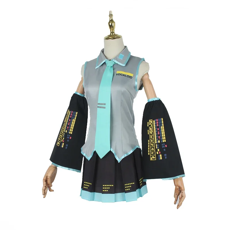 Anime Miku Cosplay Costume Japan Midi Dress Vocaloid Miku Wig Female Outfits Female Halloween Women's Girl's Cloth Costume