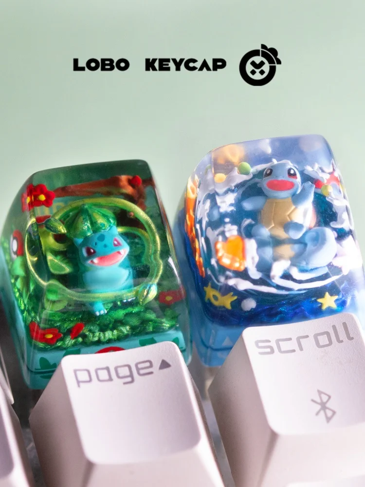 Pokemon Transparente Esc-Tastenkappe, Tastaturzubehör, Anime, niedliche Tastenkappen aus Kunstharz, handgefertigt, Anime-Fans-Geschenk