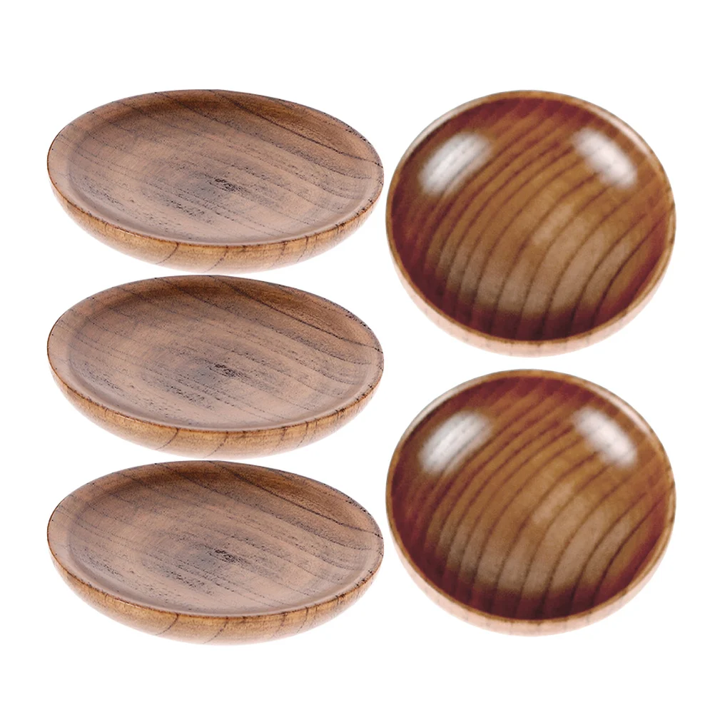 

5Pcs Round Wooden Dishes Simple Style Seasoning Dishes for Dining Entertaining Condiment Bowls Sauce Bowl Dipping Sauce Bowls