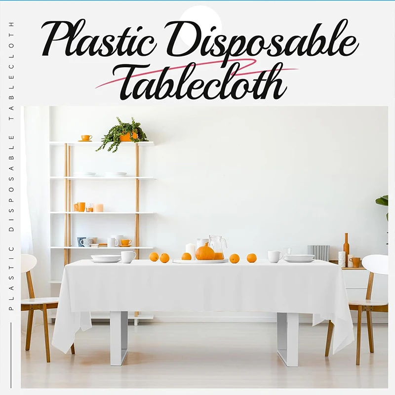 Plastic Disposable Solid Color Tablecloth Cover Cloth Wipe Clean Rectangle Party Wedding Christmas Birthday Wedding Christmas