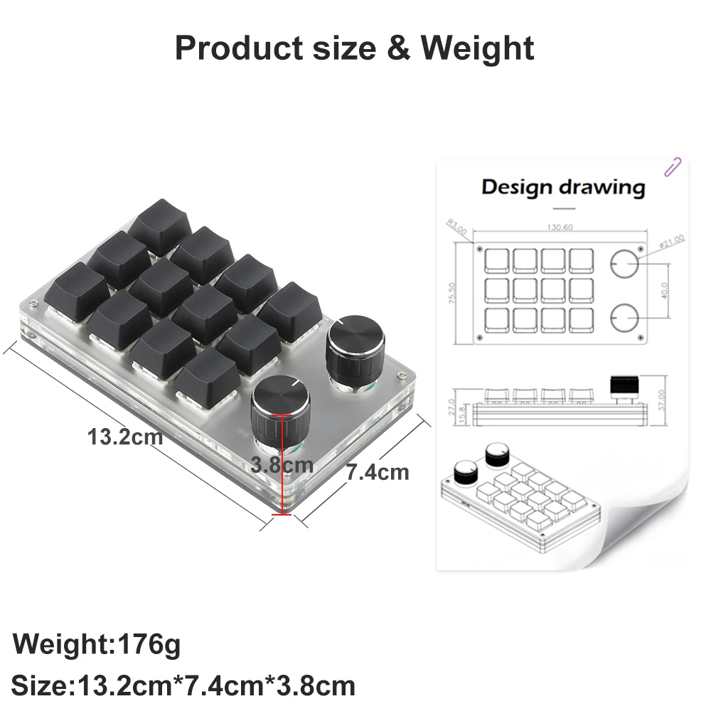 Imagem -04 - Teclado Macro Mecânico Macropad Mini Gaming Botão de Programação Personalizado Teclados Interruptor Vermelho com Bluetooth Iluminação Rgb