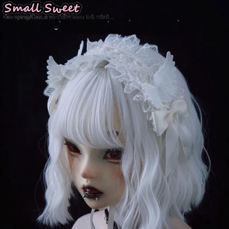 

Goth Lolita Angel Wings Handmade Harajuku Y2K girl hair band Punk Lace Ruffled Headband Hair Hoop Hair accessories Hair bands