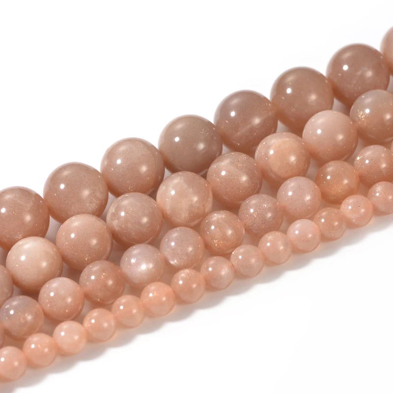 

Genuine Natural Orange Moonstone Sunstone AAA Gemstone Round Loose Beads for Jewelry Making DIY Bracelet