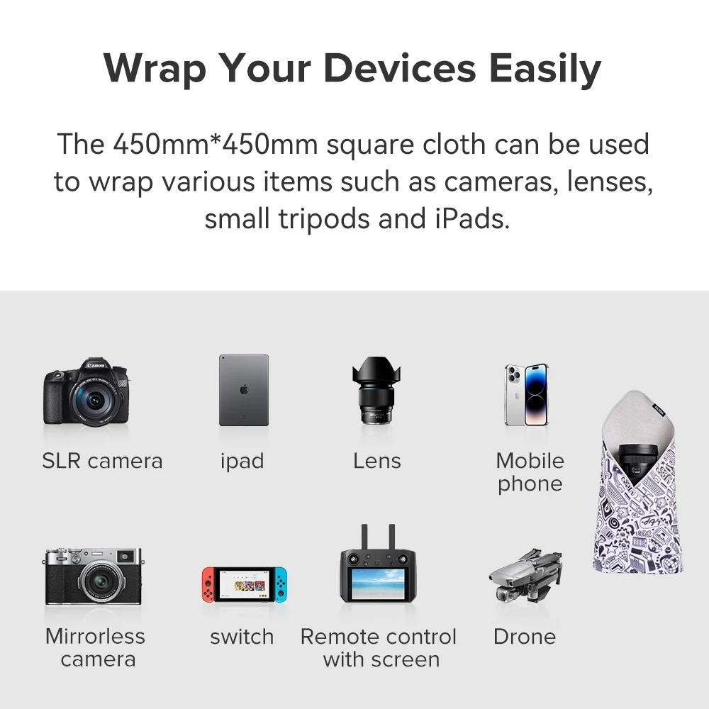 Llano Protective Magic Self-Adhesive Cloth Protective Wrap Lens Camera Wrap Soft Firm Thickened for Tech Device Storage