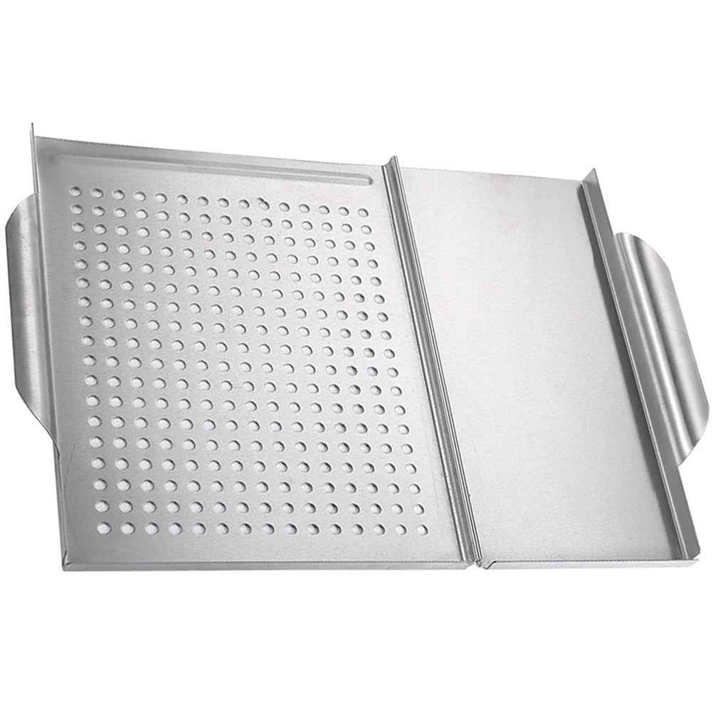 

Stainless Steel Grill Plate Durable Barbecue Tray Hollow Pan Veggie Griddle Home Grill Pan Gas BBQ Accessories
