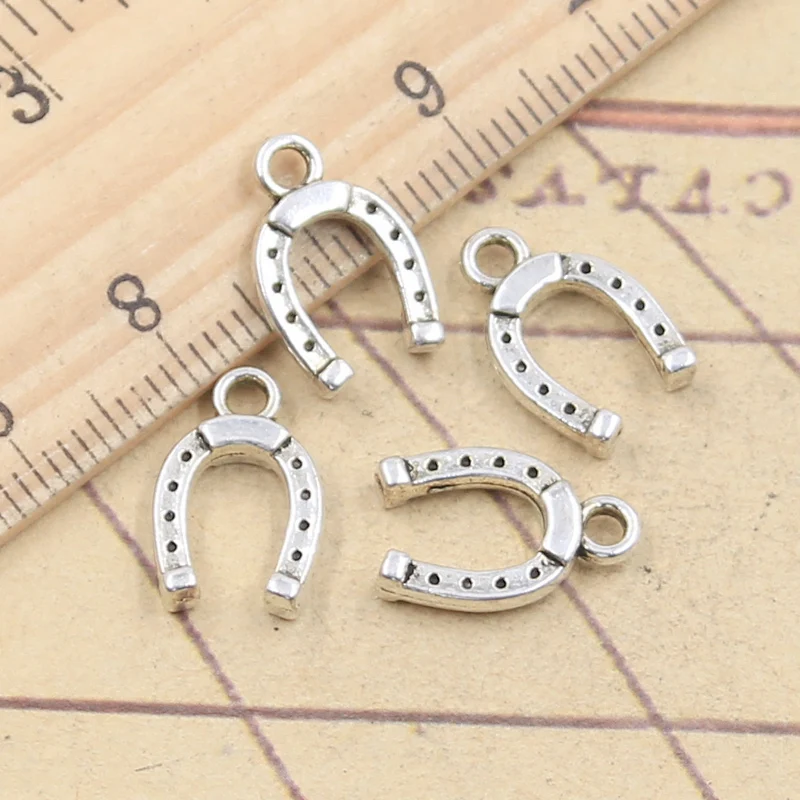 30szt Charms Lucky Horseshoe Good Luck Talisman 14x9mm Tybetański srebrny kolorowy wisiorek Antyczna biżuteria DIY Ręcznie robione rękodzieło