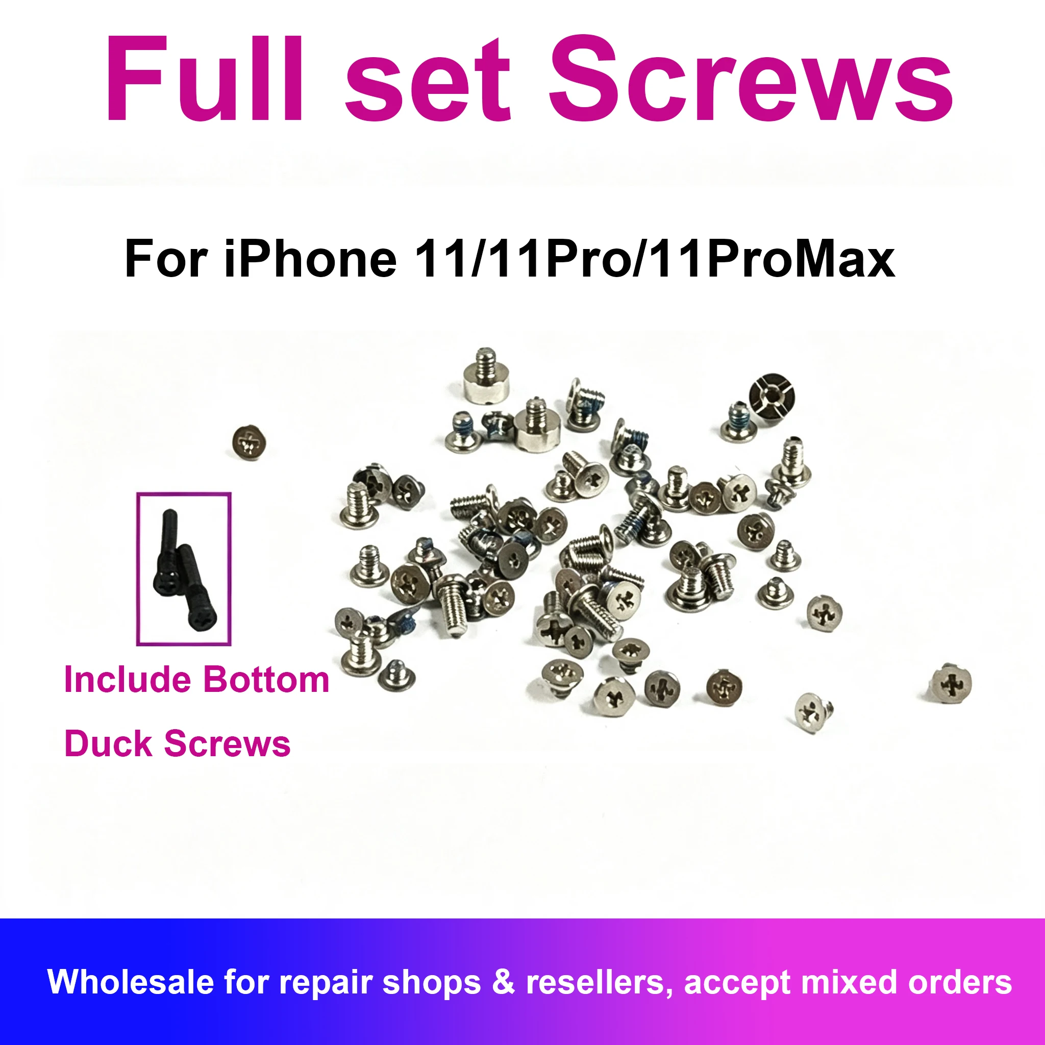 Full Set Screws Include 2X 5 Star Bottom Dock Complete Inner Kits For iPhone 11 Pro Max Replacement Repair Parts
