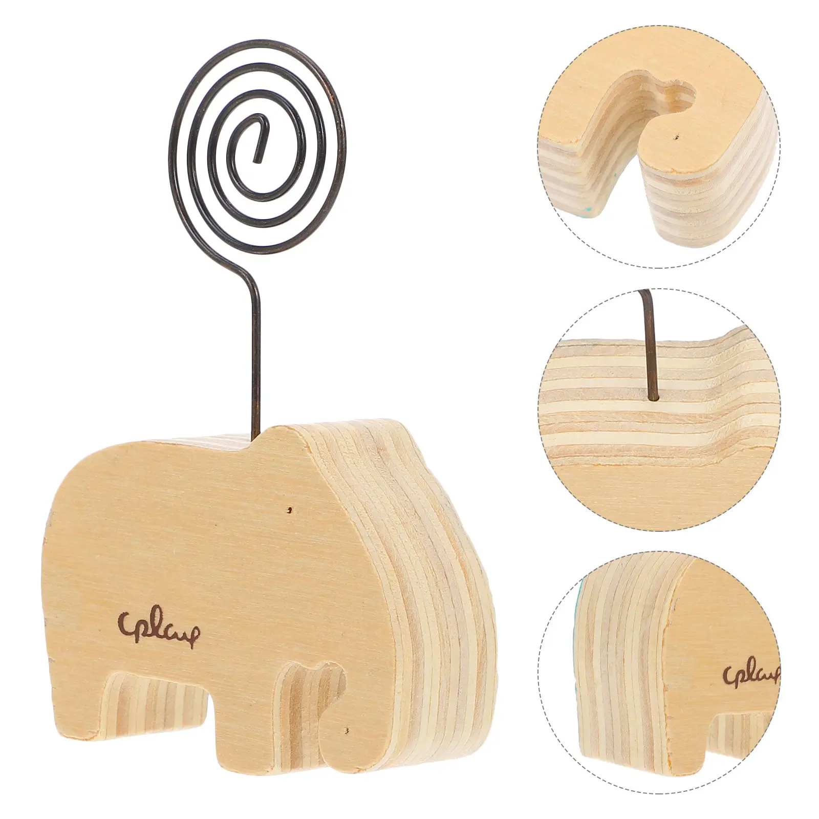 Wooden Animal Memo Clip Stand Smooth Finish Photo Holder Desktop Notes Clamp for Table Place Cards Menu Card Display