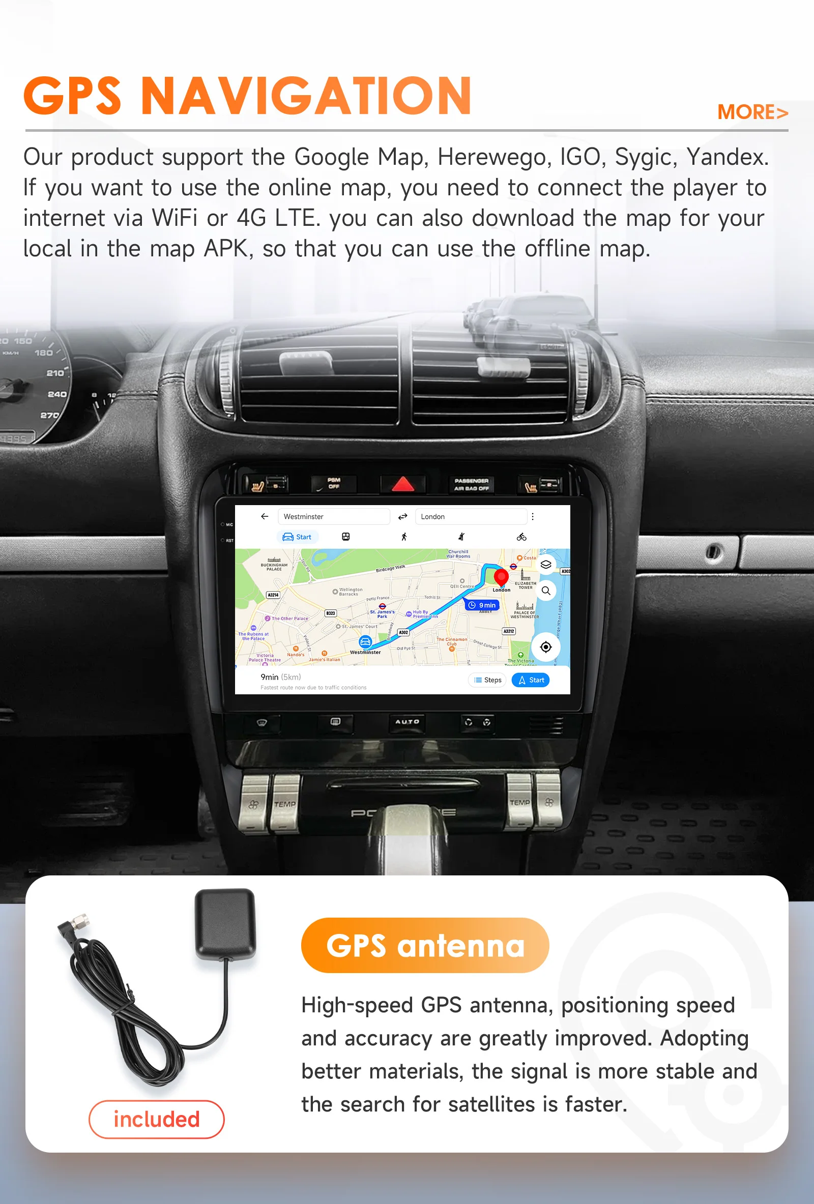 Hizpo Android 14 Car Radio for Porsche Cayenne 1 2002-2010 Multimedia Video Player 2din 4G Navigation Carplay Head Unit No DVD