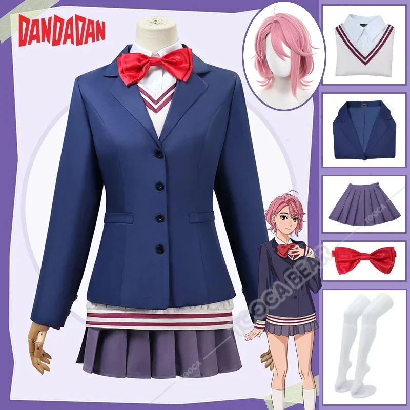 Aira Shiratori Cosplay Costume Wig Anime Dandadan School JK Uniform Dress Skirt Stockings Momo Ayase Halloween Party Girls Women