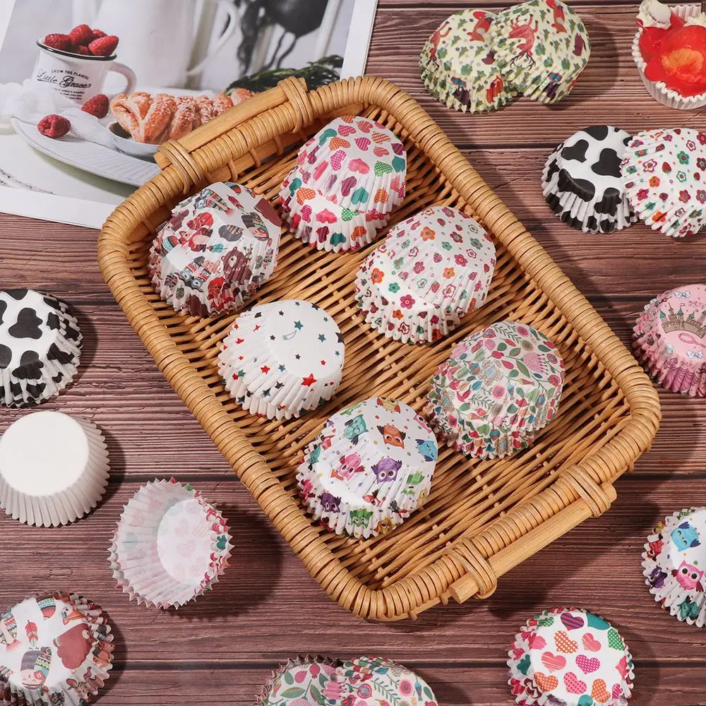 100PCS Bakeware Home & Kitchen Party Supplies Grease-proof Baking Mold Flower Cake Paper Cups Animal Muffin Cup