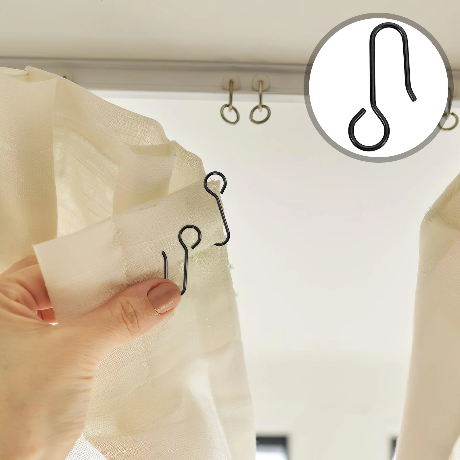 

60Pcs Metal Curtain Hooks S-Shaped Pins for Flexible Ceiling Curtain Track System Heavy Duty Sliding Drapery Track Accessories