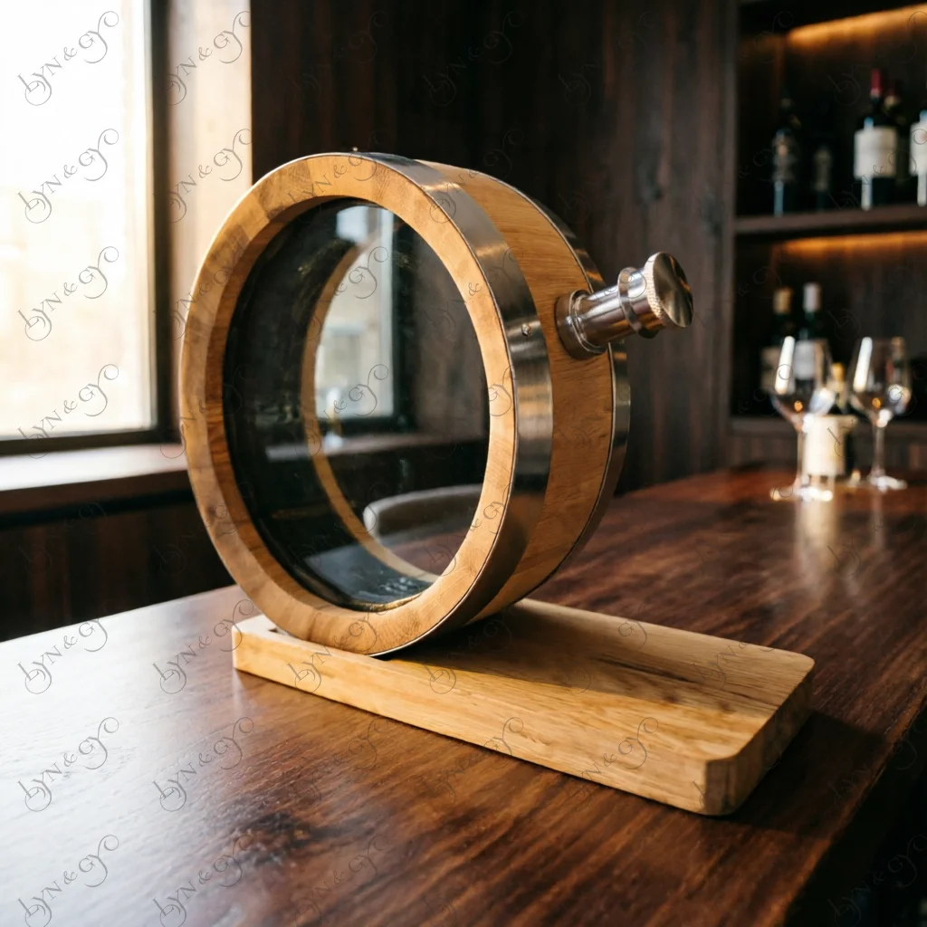 New 2000ml French Oak Barrel with Clear Viewing Window, Heavy Toast HT for Whiskey Brandy Sherry, Liquor Cabinet Decor Gift