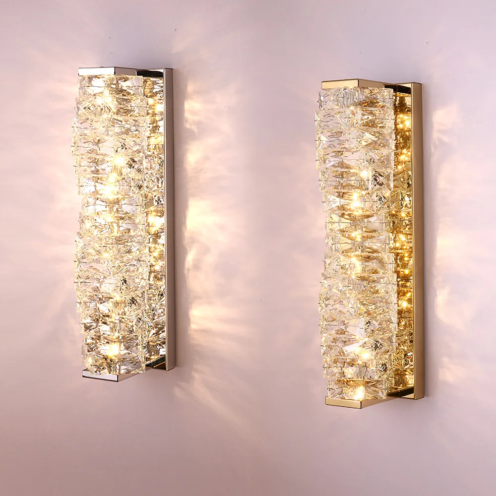 

Luxury Crystal Wall Lamp Bedroom Living Room Background Bathroom Wall Light Silver/Gold Modern Crystal Wall Sconces