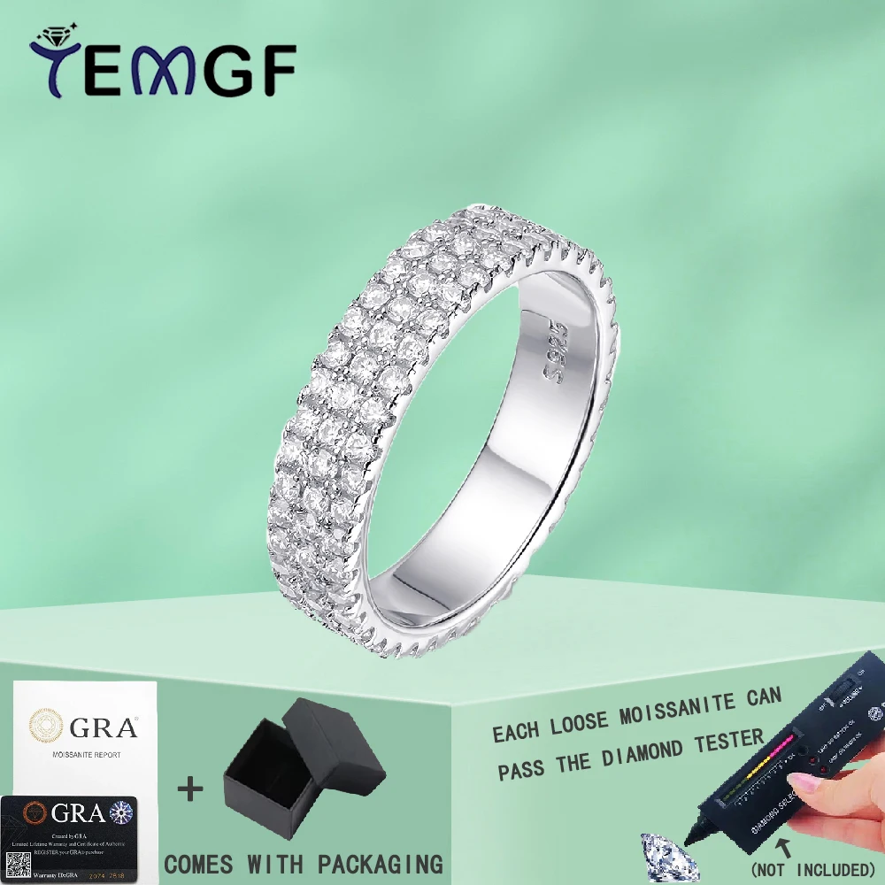 

TEMGF Full Moissanite Ring 1.5mm Round Cut S925 Sterling Sliver for Woman Man Party Fashion Sparkling Fine Jewelry Couple Ring